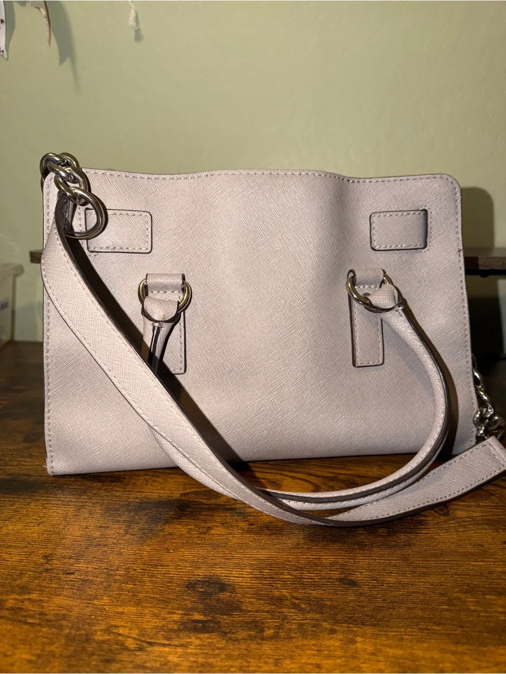 Michael Kors Light Pink Saffiano Leather Satchel with Shoulder Strap